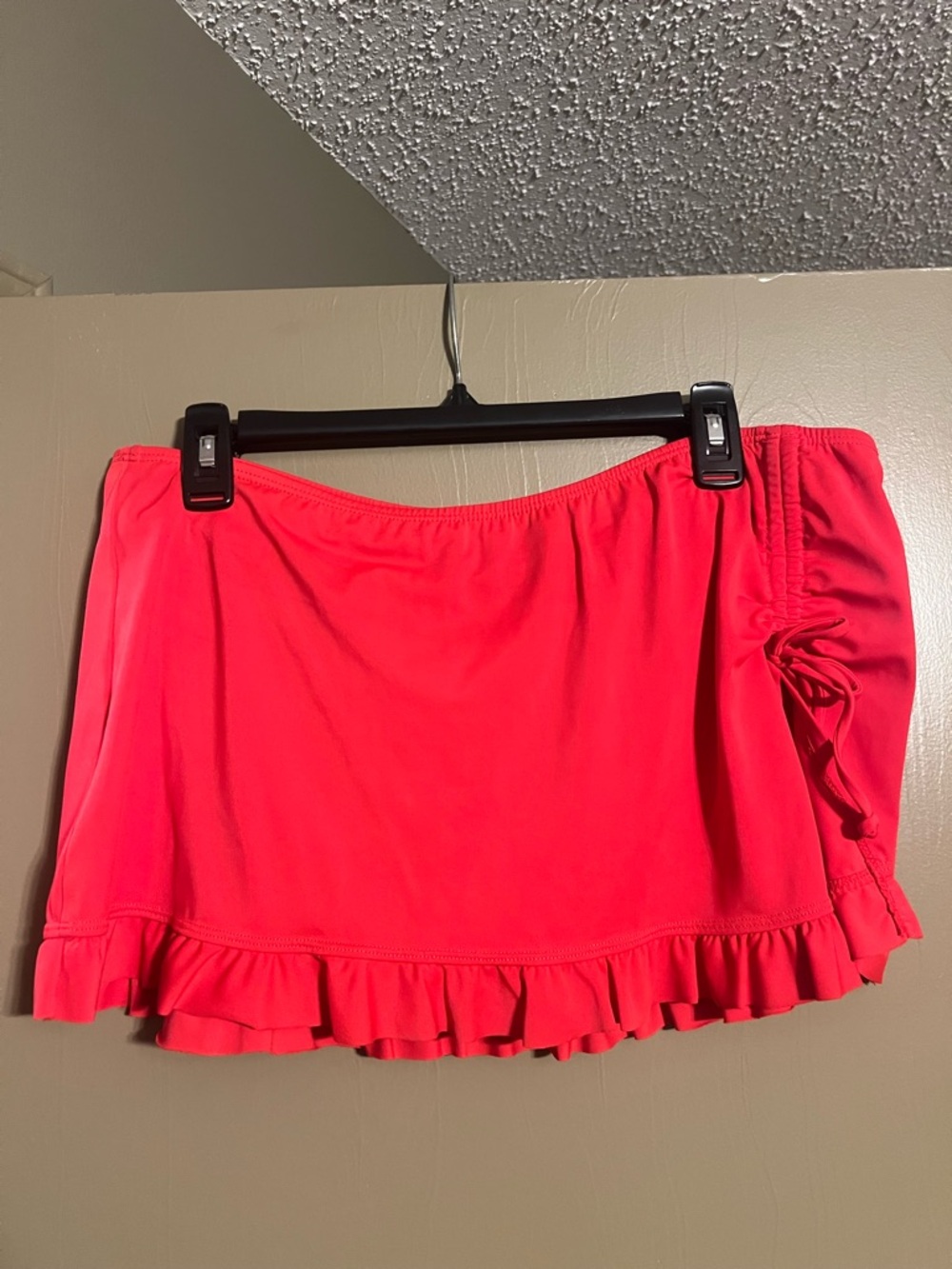 Tropical Escape Red Swim Skirt with Ruffle Trim